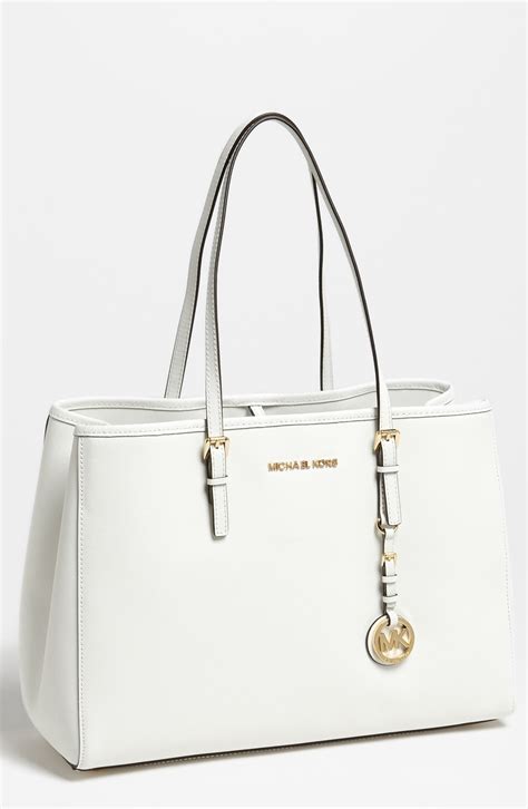 michael kors optic white handbag|michael kors white tote bag.